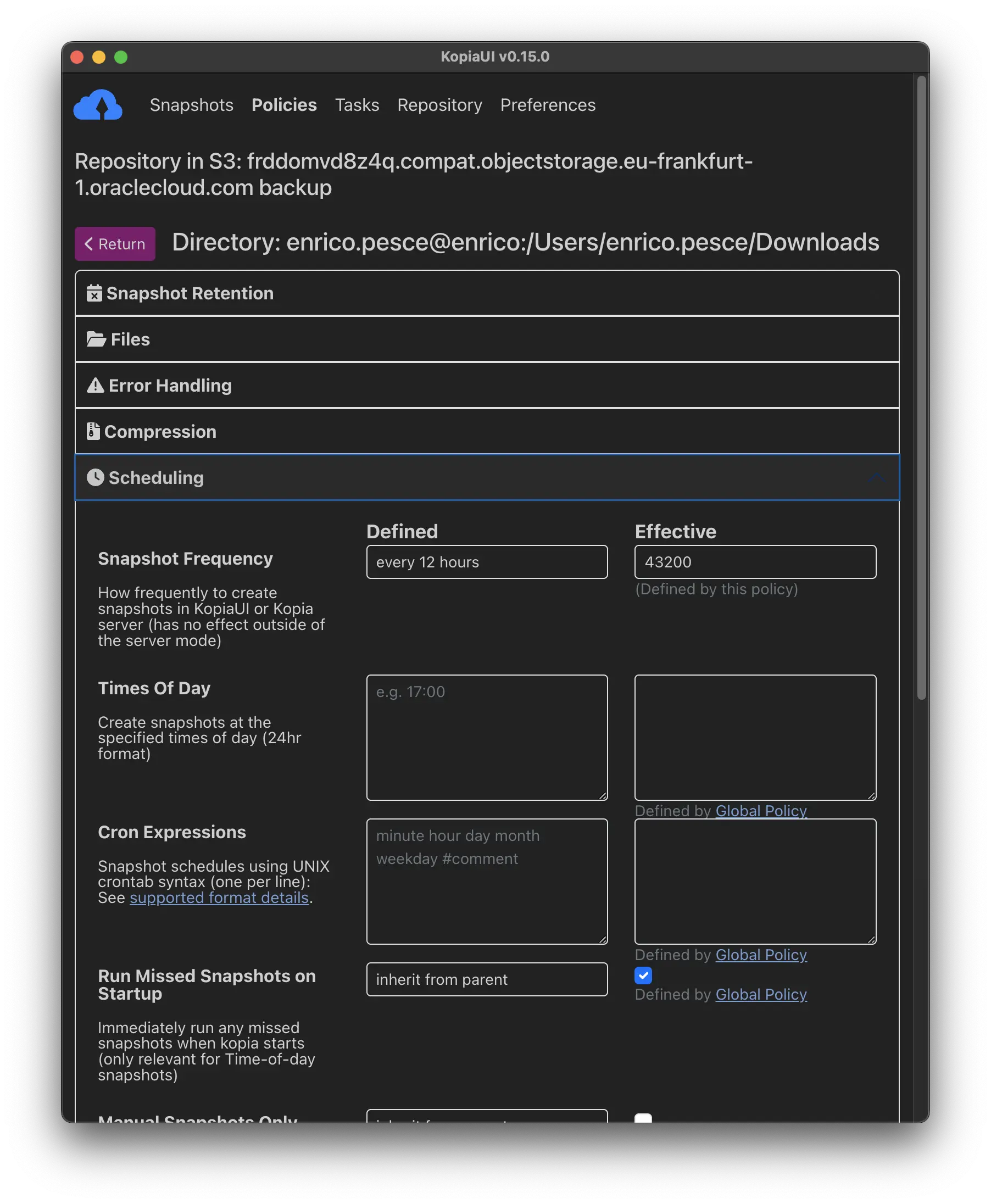 Policy configuration